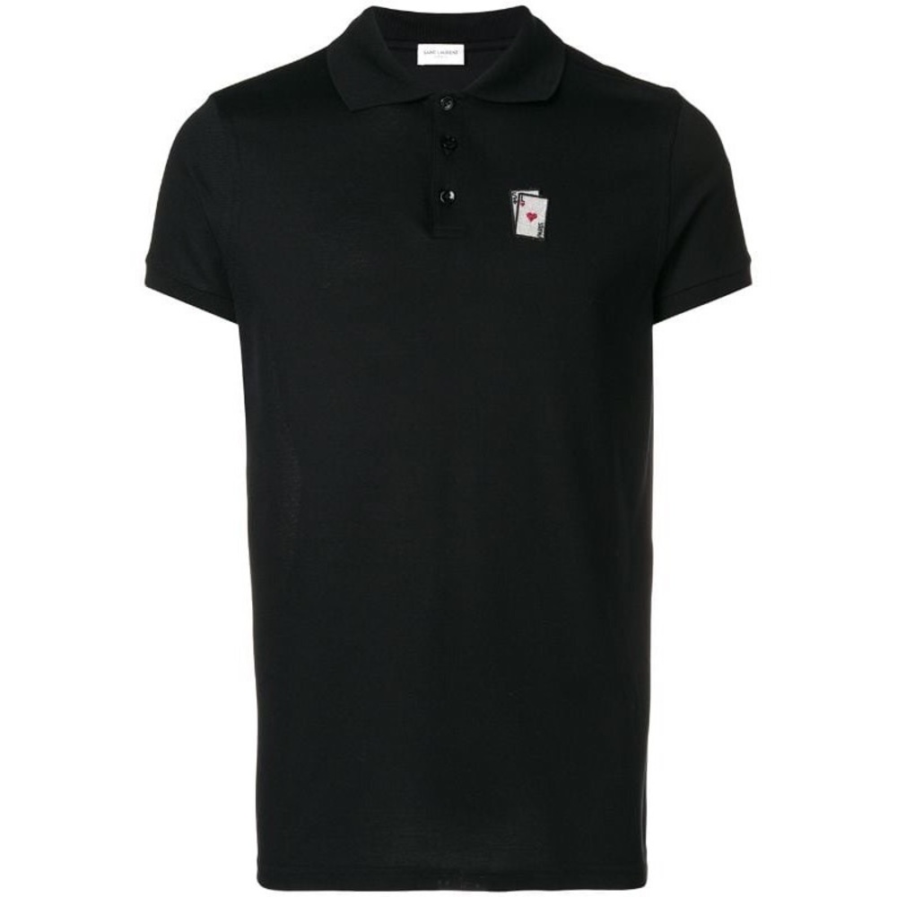 Saint Laurent card embroidered polo shirt